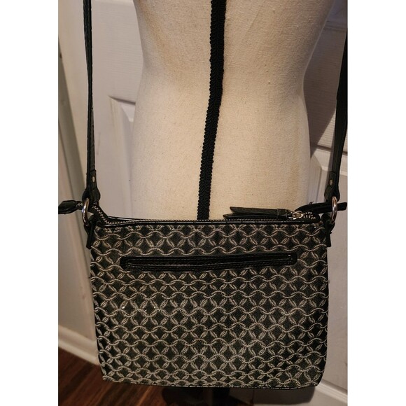 DANA BUCHMAN Black w/Silver Shimmer CROSSBODY Bag Purse Adjustable Strap EUC - Picture 4 of 12